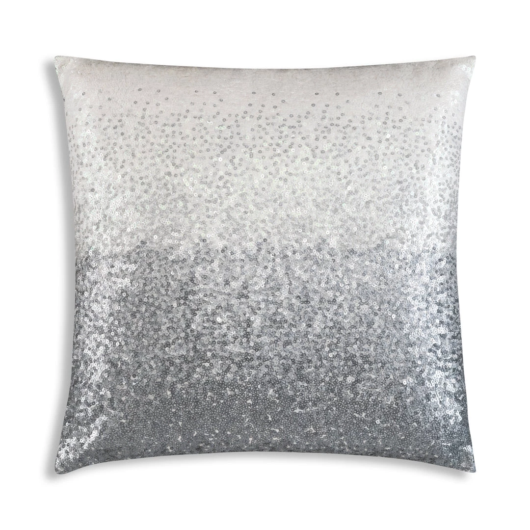 Cloud9d Ombre - Ivory And Silver Beaded Pillow - 22" X 22"