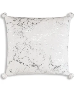 Cloud9d PILLOWS, RUGS, & THROWS Rami - Faux Fur Pillow W/ Silver Printing And Pom Pom Trim - 20" X 20"