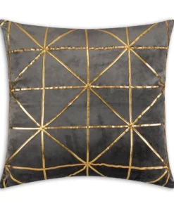 Cloud9d PILLOWS, RUGS, & THROWS Sera Charcoal Gold Pillow - 20" X 20"