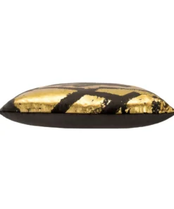 Cloud9d PILLOWS, RUGS, & THROWS Zara - Charcoal Velvet Pillow W/ Abstract Gold Foil - 22" X 22"