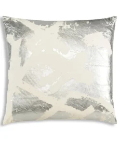 Cloud9d Zara - Ivory Velvet Pillow W/ Abstract Silver Foil - 22" X 22" PILLOWS, RUGS, & THROWS