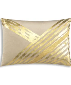 Cloud9d PILLOWS, RUGS, & THROWS Zara - Beige Velvet Pillow W/ Abstract Gold Foil 20 X 14