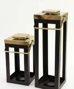 Inspire Me! Home Decor Black And Gold Lantern Display (2 Sizes)
