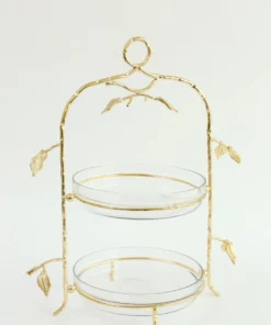 Inspire Me! Home Decor Two-Tiered Gold Leaf Serving Display