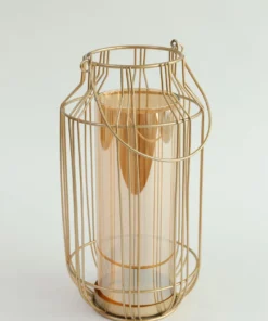 Inspire Me! Home Decor Gold Lantern W/ Amber Glass