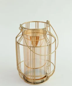 Inspire Me! Home Decor Gold Lantern W/ Amber Glass