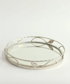 Inspire Me! Home Decor Silver Mirrored Leaf Tray