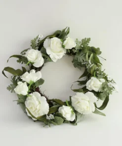 Inspire Me! Home Decor White Rose And Eucalyptus Wreath