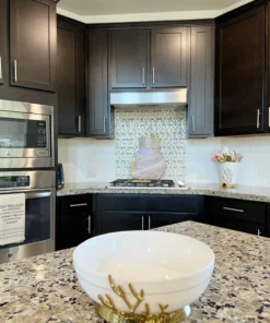 Inspire Me! Home Decor White Ceramic Bowl With Gold Textured Details On Gold Base