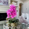 Inspire Me! Home Decor Pink Faux Orchid In Beveled Gold Pot "From Pops Of Color Home Collection" Floral Stems