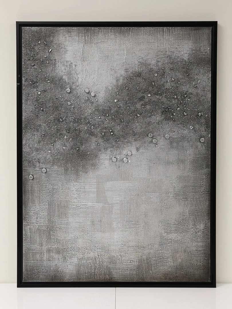 Inspire Me! Home Decor WALL ART & MIRRORS Silver Abstract Detailed Painting