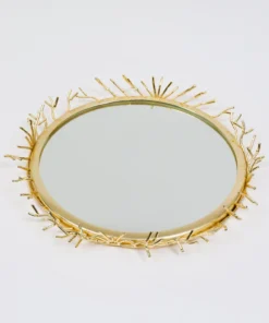 Inspire Me! Home Decor Round Decorative Mirror Tray With Gold Details