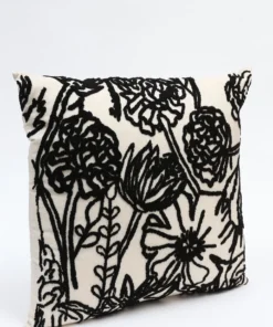 Inspire Me! Home Decor PILLOWS, RUGS, & THROWS Black And Cream Floral Print Pillow