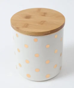 Inspire Me! Home Decor Gold Polka Dots Lidded Jar