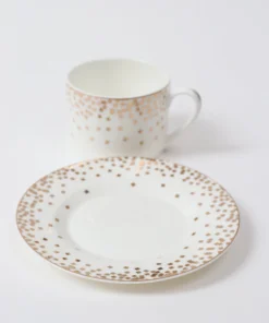 Inspire Me! Home Decor Bone China Gold & White Dotted Cup & Saucer