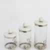 Inspire Me! Home Decor Gold Or Silver Metal Floral Glass Canisters With Marble Lid-With Metal Rim (3 Sizes) (2 Colors)