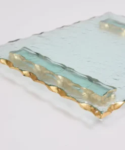 Inspire Me! Home Decor Glass Tray With Hammered Gold Edge