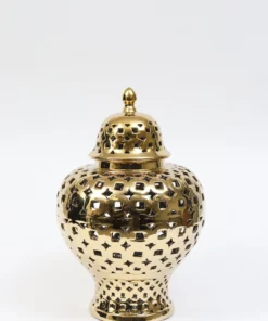 Inspire Me! Home Decor Gold Pierced Patterned Ginger Jar (2 Sizes)