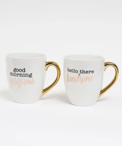 Inspire Me! Home Decor Mr. & Mrs. Mug Set (Set Of 2) Gold