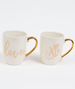 Inspire Me! Home Decor White Mug With Gold Handle (2 Styles)