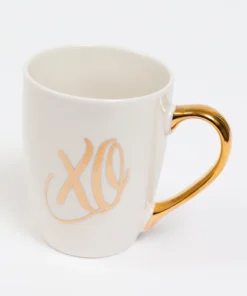 Inspire Me! Home Decor White Mug With Gold Handle (2 Styles)