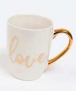 Inspire Me! Home Decor White Mug With Gold Handle (2 Styles)