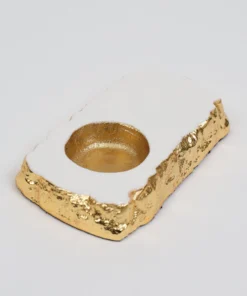 Inspire Me! Home Decor Gold And White Enameled Metal Tea Spoon Rest