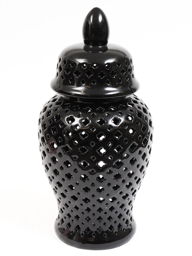 Inspire Me! Home Decor 24" Black Pierced Ginger Jar