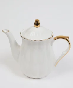 Inspire Me! Home Decor White & Gold Scallop Tea Pot