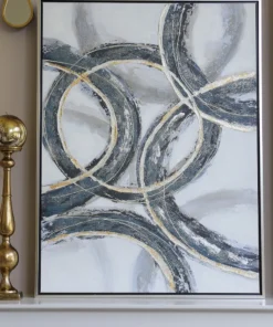 Inspire Me! Home Decor Abstract Teal And Gold- Circle Wall Art