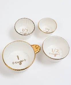 Inspire Me! Home Decor 4 Piece White With Gold Trim Measuring Cups