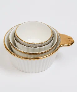 Inspire Me! Home Decor 4 Piece White With Gold Trim Measuring Cups