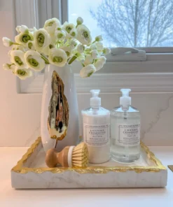 Inspire Me! Home Decor Rectangle Marble Tray With Gold Edge