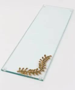 Inspire Me! Home Decor Glass Tray With Metal Leaf Design