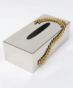 Inspire Me! Home Decor Gold & Silver Tissue Box Cover With Gold Leaf Design