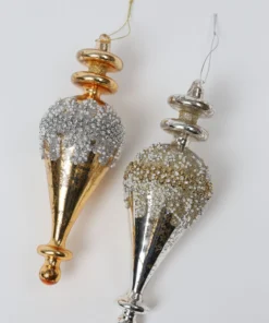 Inspire Me! Home Decor Gold Metallic Glass Finial Ornament (2 Colors)