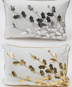 Inspire Me! Home Decor Gold Poinsettia Branch Pillow (2 Colors)