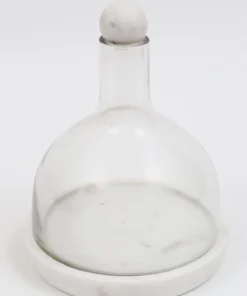 Inspire Me! Home Decor Glass Decanter With Round Marble Topper And Base
