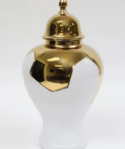 Inspire Me! Home Decor Gold Geometric White And Gold Ginger Jar (3 Sizes)