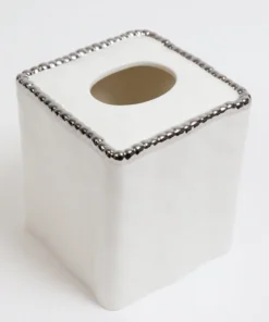 Inspire Me! Home Decor White Beaded Square Tissue Box Cover (2 Colors)
