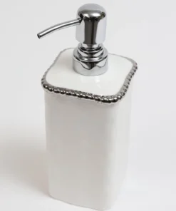 Inspire Me! Home Decor White & Silver Beaded Vanity Collection (3 Items) Each Sold Indiviually