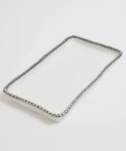 Inspire Me! Home Decor White & Silver Beaded Vanity Collection (3 Items) Each Sold Indiviually