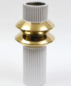 Inspire Me! Home Decor White Linear Vase With Gold Center Rim Detail (2 Sizes)