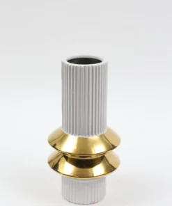 Inspire Me! Home Decor White Linear Vase With Gold Center Rim Detail (2 Sizes)