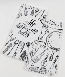 Inspire Me! Home Decor Set Of 2 Black And White Kitchen Utensil Towels (3 Styles)