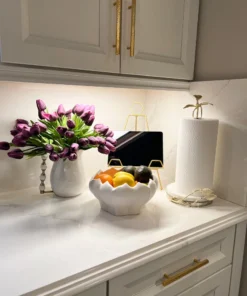 Inspire Me! Home Decor White Ceramic Round Pot With Petal Design (2 Sizes)