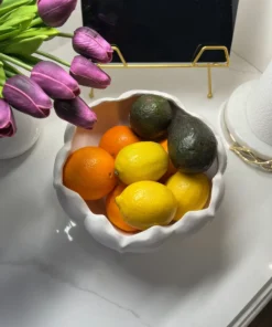 Inspire Me! Home Decor White Ceramic Round Pot With Petal Design (2 Sizes)