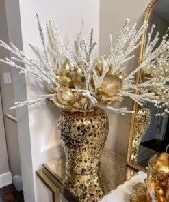 Inspire Me! Home Decor Gold Leaf Pattern Ginger Jar (2 Sizes)