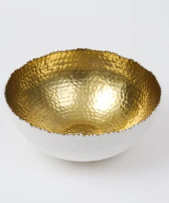 Inspire Me! Home Decor White And Gold Salad Bowl