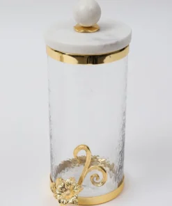Inspire Me! Home Decor Glass Canister With Gold Detail And Marble Lid (3 Sizes)